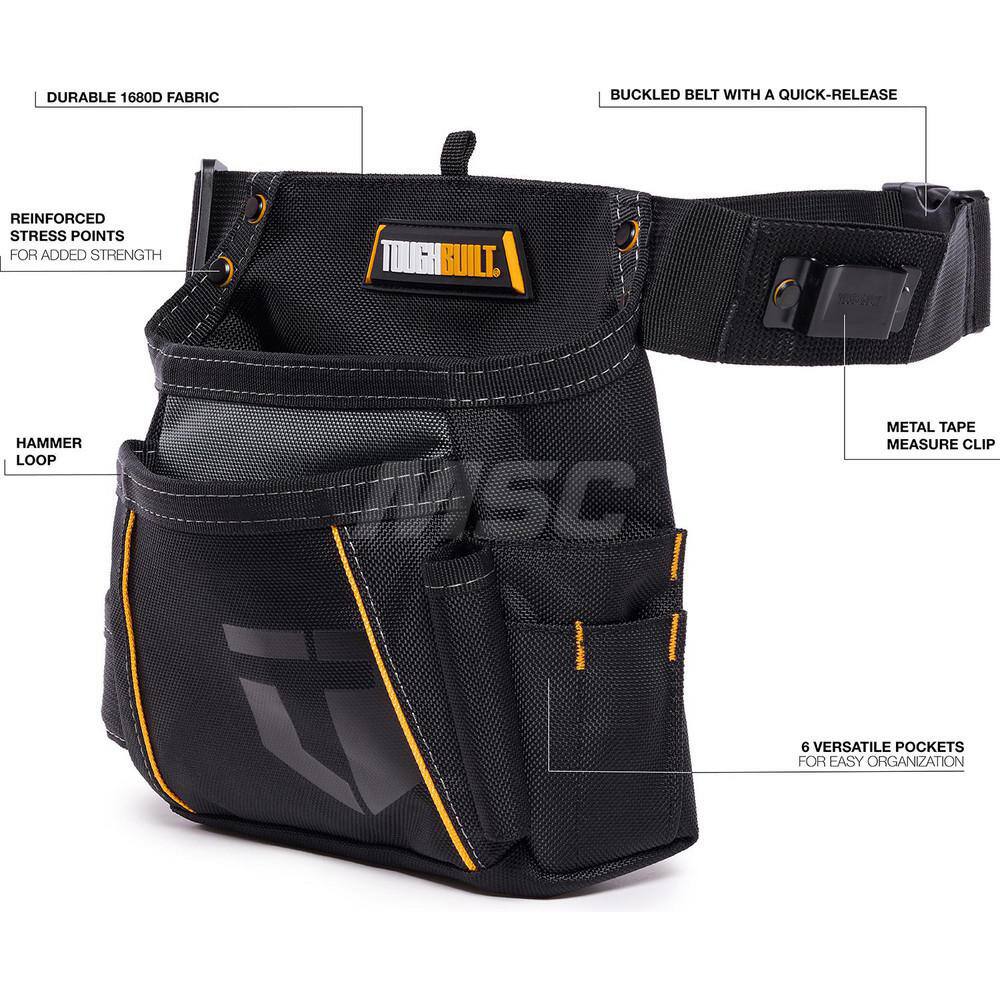 Tool Aprons & Tool Belts; Tool Type: Waist Apron ; Minimum Waist Size: 32 ; Maximum Waist Size: 48 ; Material: Polyester ; Number of Pockets: 5.000 ; Color: Black; Yellow