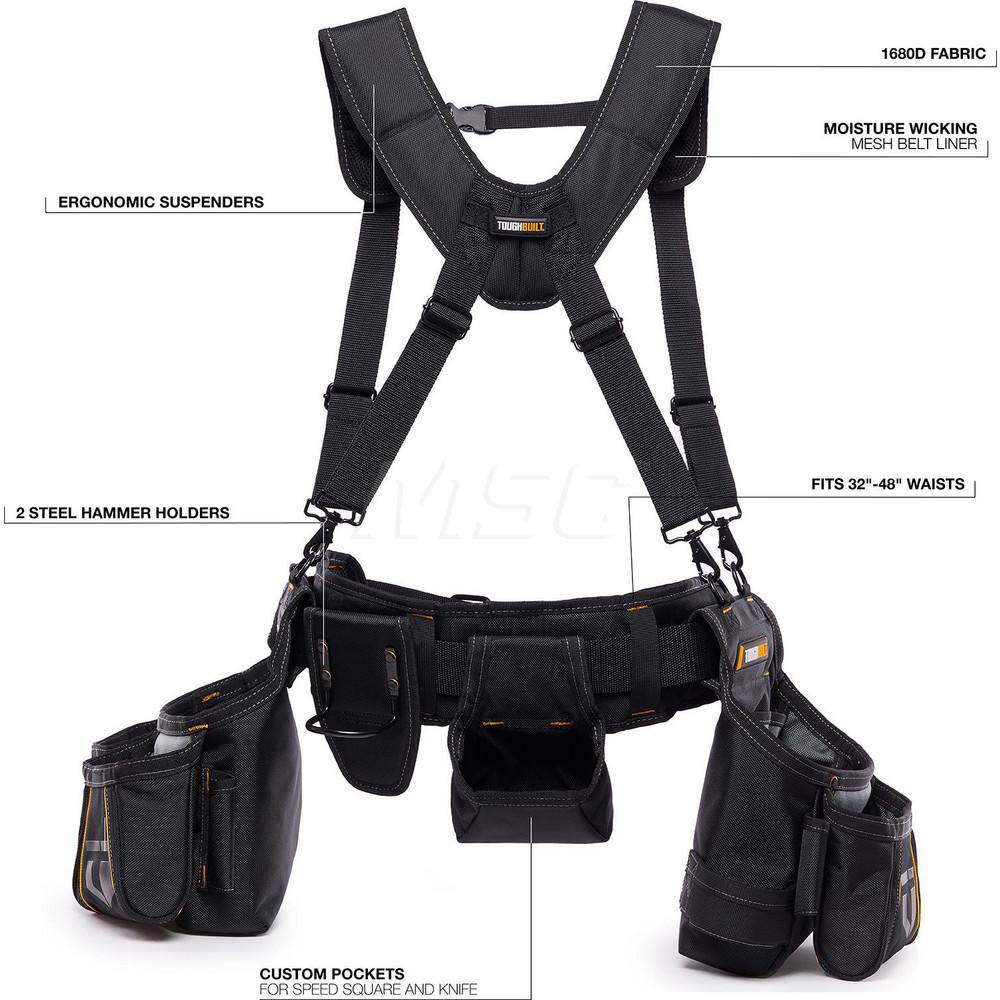 Tool Aprons & Tool Belts; Tool Type: Tool Belt ; Minimum Waist Size: 32 ; Maximum Waist Size: 48 ; Material: Polyester ; Number of Pockets: 26.000 ; Color: Black