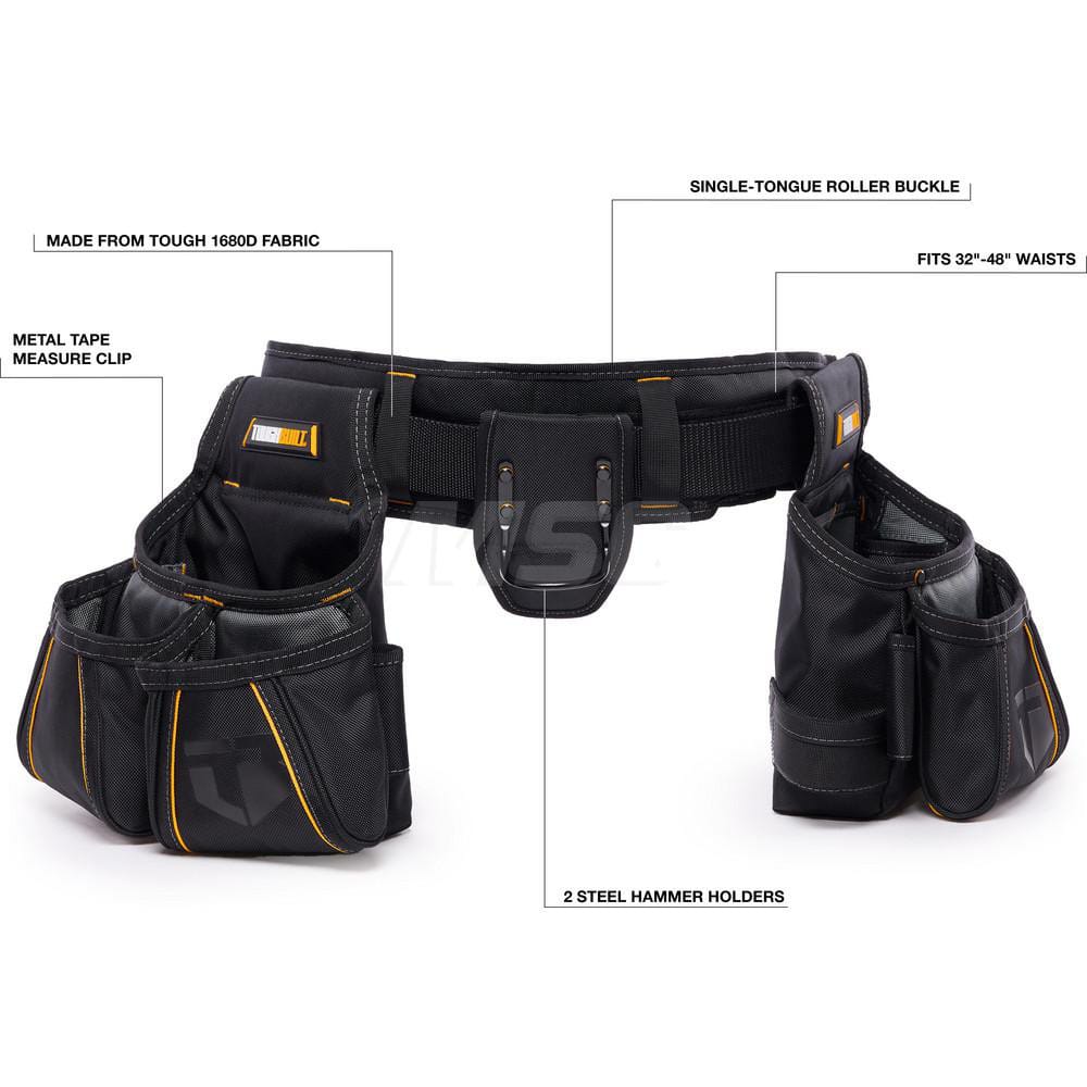 Tool Aprons & Tool Belts; Tool Type: Tool Belt ; Minimum Waist Size: 32 ; Maximum Waist Size: 48 ; Material: Polyester ; Number of Pockets: 10.000 ; Color: Black