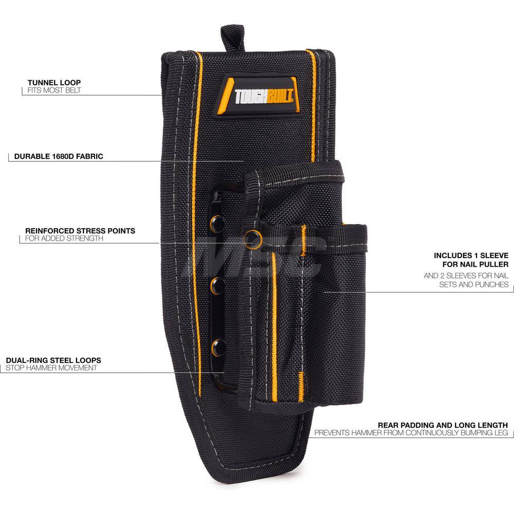 Tool Pouch: 2 Pockets, Polyester, Black