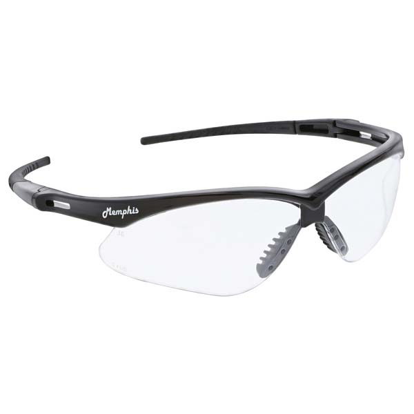 Safety Glasses: Anti-Fog & Scratch-Resistant, Polycarbonate, Clear Lenses, Full-Framed - Black Frame, Non-Adjustable Temples, Series Memphis MP1, ANSI Z87.1+
