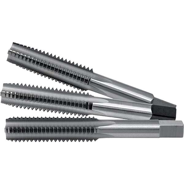 Tap Set: UNC, 3 Flute, Bottoming Plug & Taper, High Speed Steel, Bright Finish