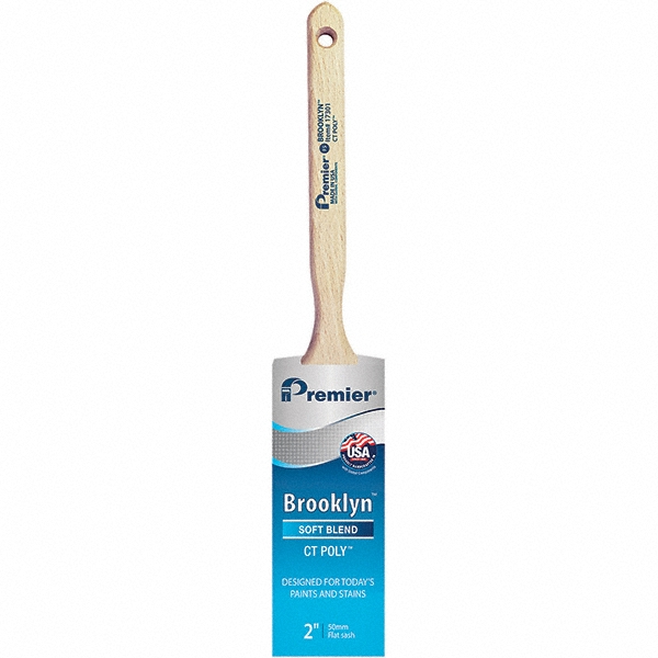 Paint Brush: 2" Wide, Polyester - 7" Sash Wood Handle