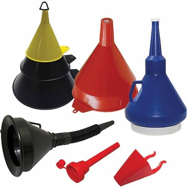 Funnel King 32850 Oil Funnels & Can Oiler Accessories; Type: Funnel Set ; Material: Polyethylene ; Capacity Range: 1 Gal. and Larger ; Capacity (Qt.): 2.00 ; Finish: Smooth Plastic ; Spout Type: Flexible 