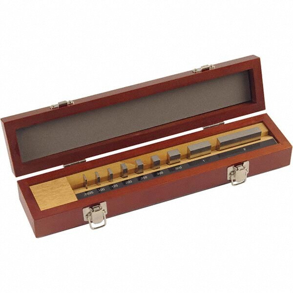 Gage Block Set: 0.0625 to 2'' Range, 9 Pc, AS-1 Grade, Steel