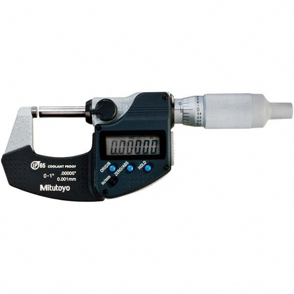 Electronic Outside Micrometer: 1" Max, Carbide-Tipped Face, IP65