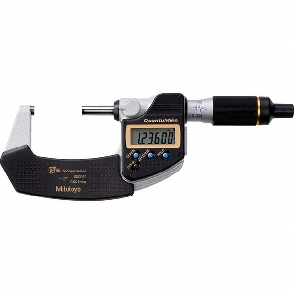 Electronic Outside Micrometer: 2" Max, Carbide-Tipped Face, IP65