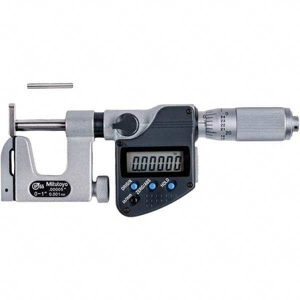 Electronic Outside Micrometer: 1" Max, Carbide-Tipped Face, IP65