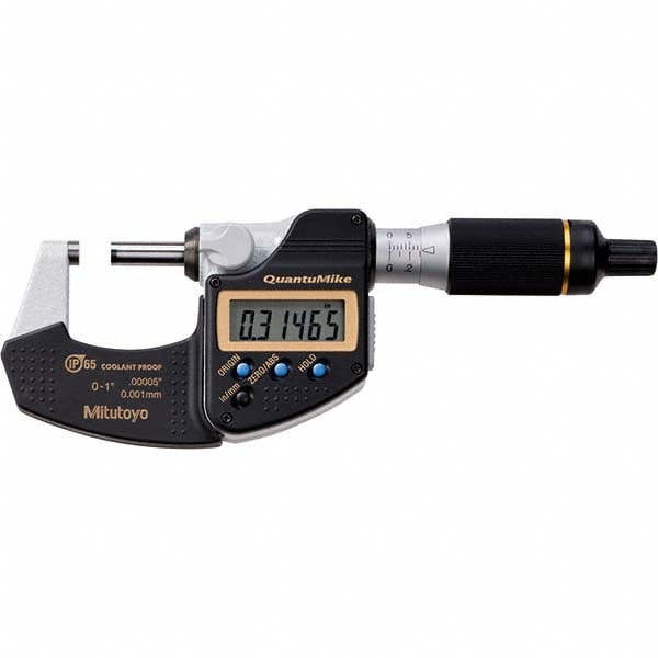 Electronic Outside Micrometer: 1" Max, Carbide-Tipped Face, IP65