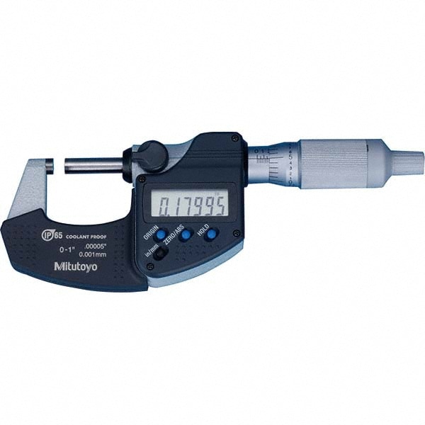 Electronic Outside Micrometer: 1" Max, Carbide-Tipped Face, IP65