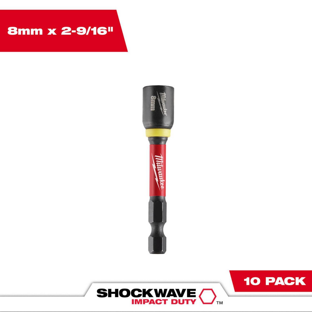 Milwaukee Tool 49-66-0708 Power & Impact Screwdriver Bit Sets; Bit Type: Impact Nut Driver ; Point Type: Hex ; Drive Size: 8 mm ; Overall Length (Inch): 2-9/16 ; Hex Size Range (Inch): 1/4 ; Blade Width: 1/4 Image