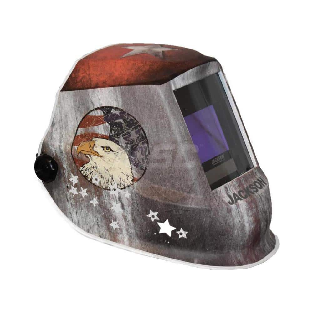 Jackson Safety 47103 Welding Helmet: Red White & Blue, Nylon, Shade 5 to 9 & 9 to 13 