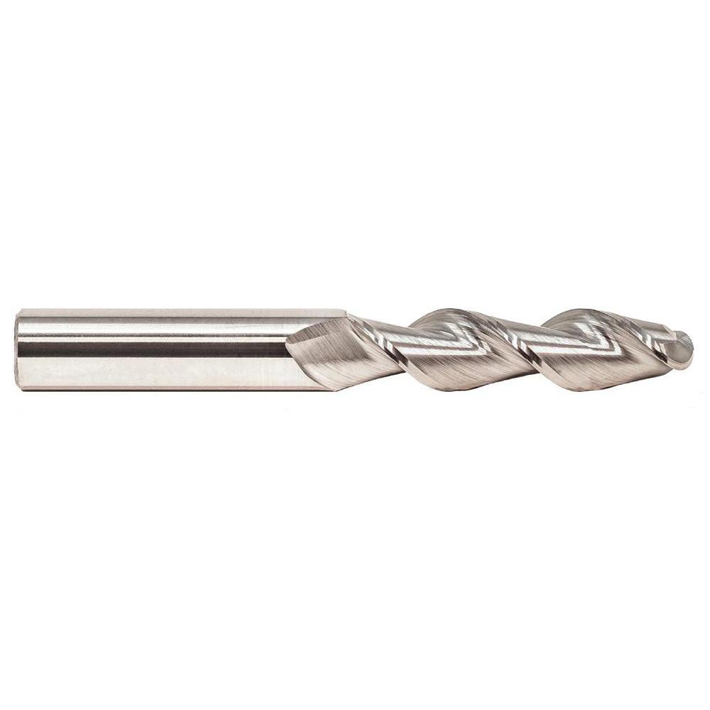 Ball End Mill: 3/16" Dia, 5/8" LOC, 2 Flute(s), Solid Carbide