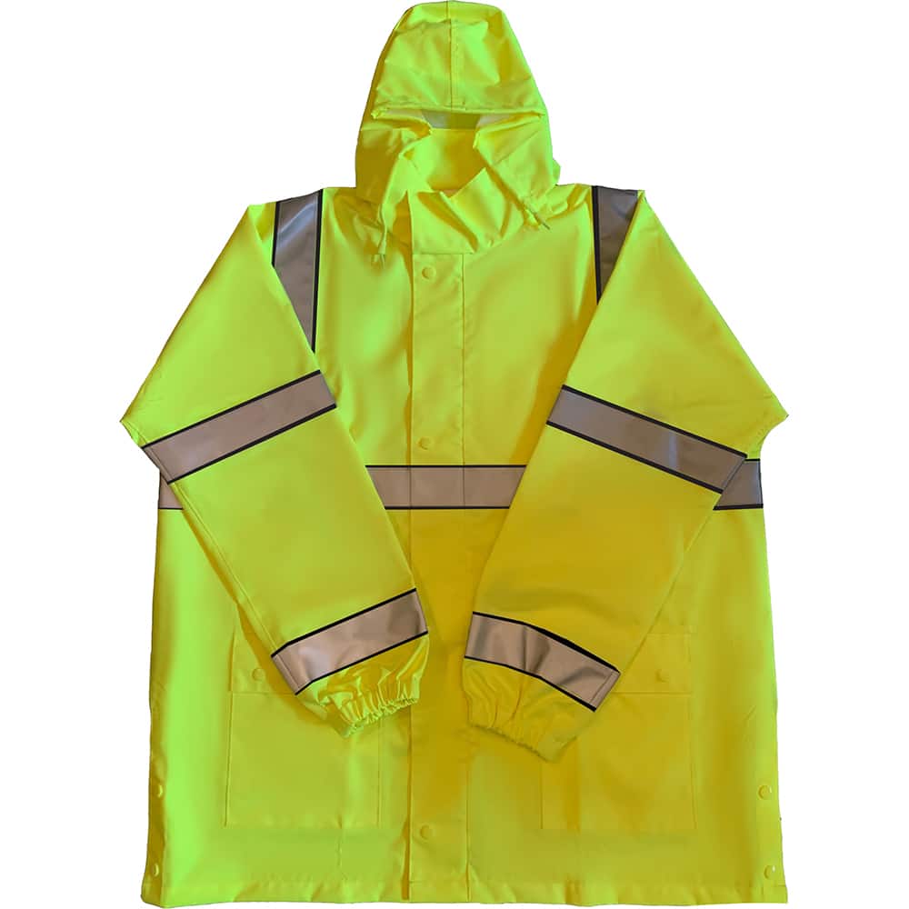 Louisiana Professional Wear Rain Jacket: Size L, Black & Fluorescent Yellow, Polyurethane & Nylon - Reversible | Part #910SHJBYLG