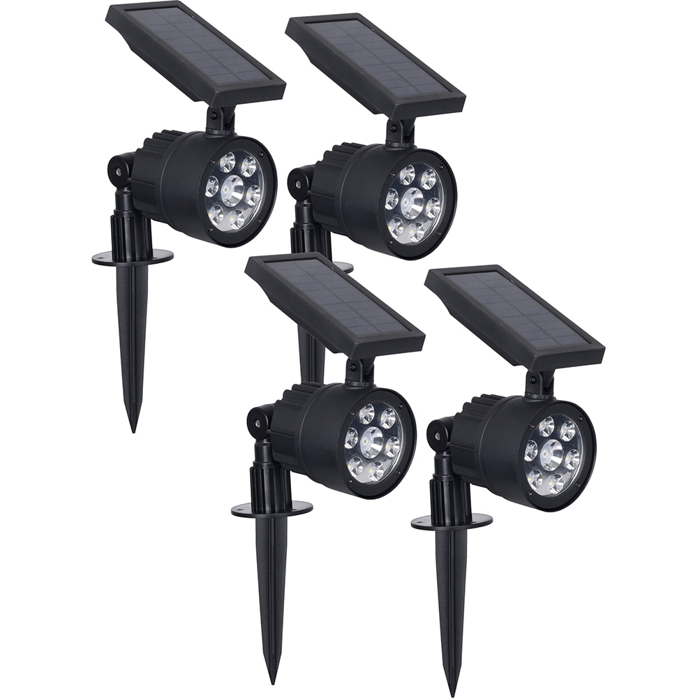 Landscape Light Fixtures; Type of Fixture: Solar Spot Light ; Mounting Type: Ground; Wall ; Lamp Type: LED ; Housing Material: Plastic ; Housing Color: Black ; Wattage: 1.8