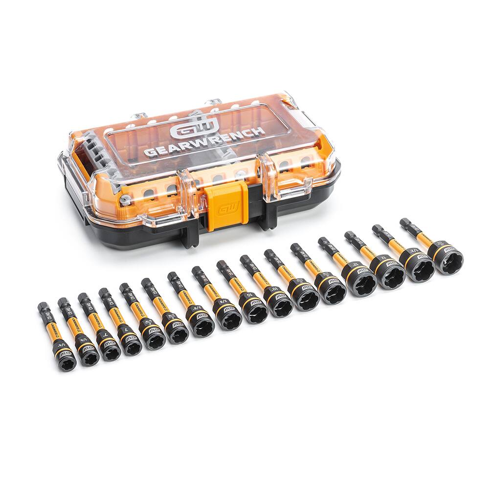 Power & Impact Screwdriver Bit Sets; Bit Type: Nut Extractor Set ; Overall Length Range: 1 to 2.9 in ; Drive Size: 1/4 ; Overall Length (Inch): 1/2 ; Hex Size Range (mm): 7.00 to 13.00 ; Hex Size Range (Inch): 1/4 to 1/2