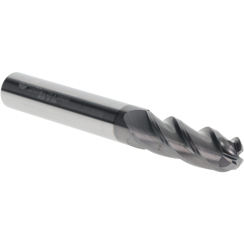 Ball End Mill: 1/2" Dia, 1-1/2" LOC, 4 Flute, Solid Carbide