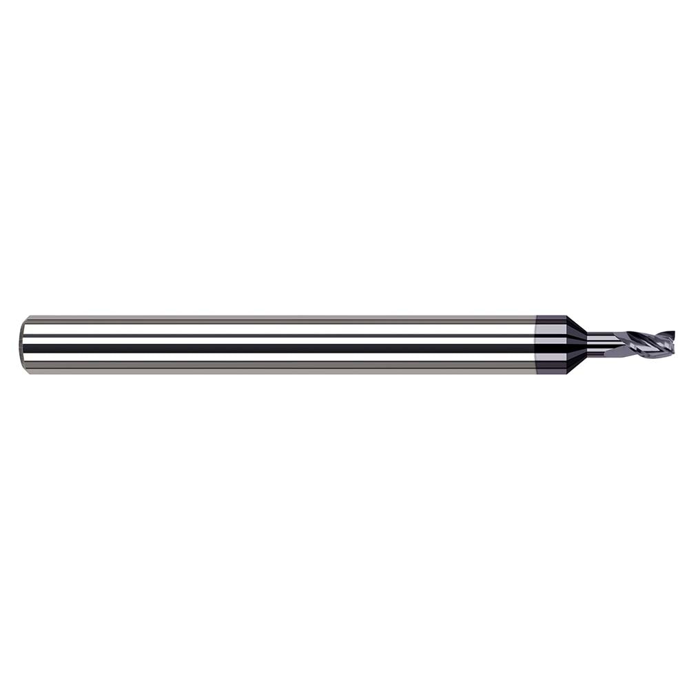 Square End Mill: 1/16'' Dia, 3/32'' LOC, 1/8'' Shank Dia, 2-1/2'' OAL, 3 Flutes, Solid Carbide