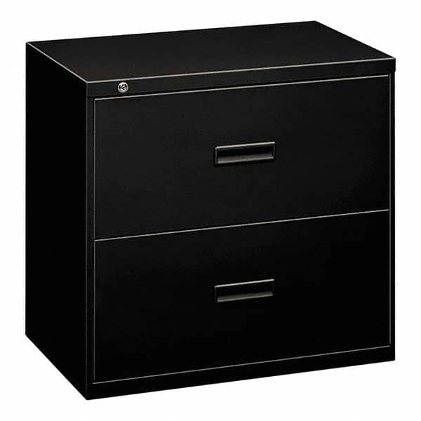 Horizontal File Cabinet: 2 Drawers, Steel, Black