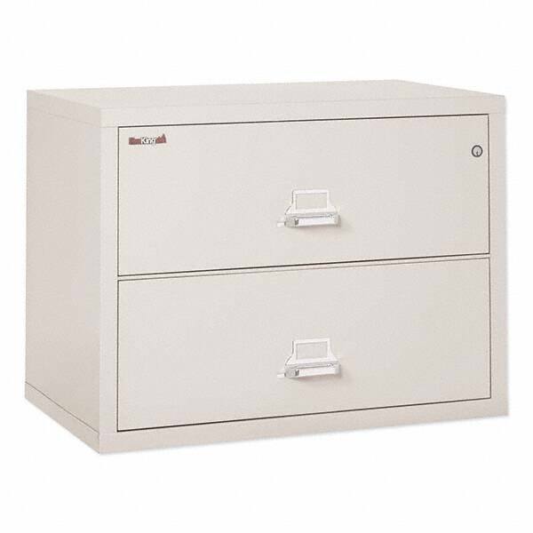 Horizontal File Cabinet: 2 Drawers, Steel, Parchment