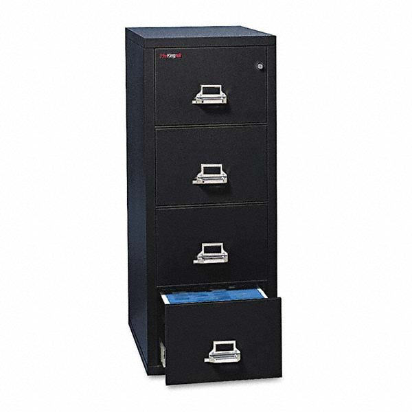 FireKing Vertical File 4 Drawers, Steel, Black MSC
