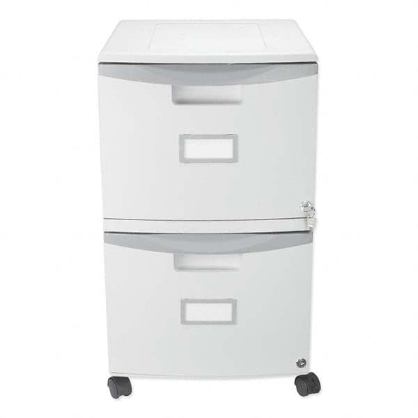 Mobile File Cabinet: 2 Drawers, Plastic, Gray