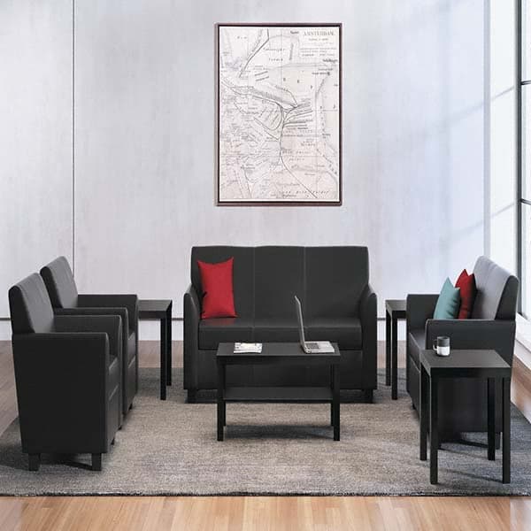 Guest & Lobby Chairs & Sofas; Type: Reception Lounge ; Base Type: Wood ; Height (Inch): 32 ; Width (Inch): 73 ; Depth (Inch): 28-3/4 ; Seat Material: Leather
