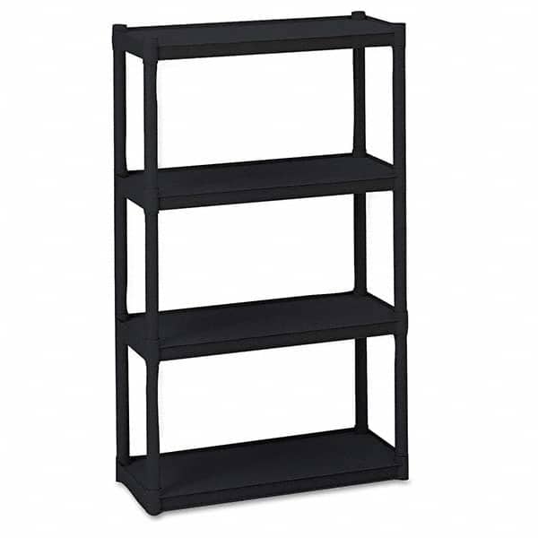 Plastic Shelving; Type: Open Shelving ; Shelf Style: Solid ; Width (Inch): 32 ; Depth: 13 ; Features: Easy Snap-Together Assembly; Heavy-Duty; Solid Surface Shelve ; Number of Shelves: 4