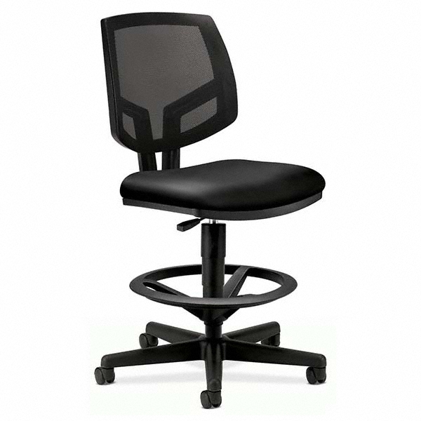 Hon Mesh Task Stool SofThread Leather, 28" Seat Depth, Black MSC