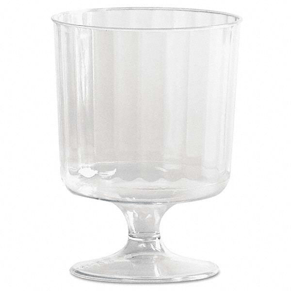 Classic Crystal Plastic Wine Glasses on Pedestals, 5 oz, Clear, Fluted, 10/Pack