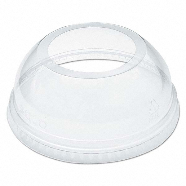 Open-Top Dome Lid for 16-24 oz Plastic Cups, Clear, 1.9" Dia Hole, 1000/Carton - Clear