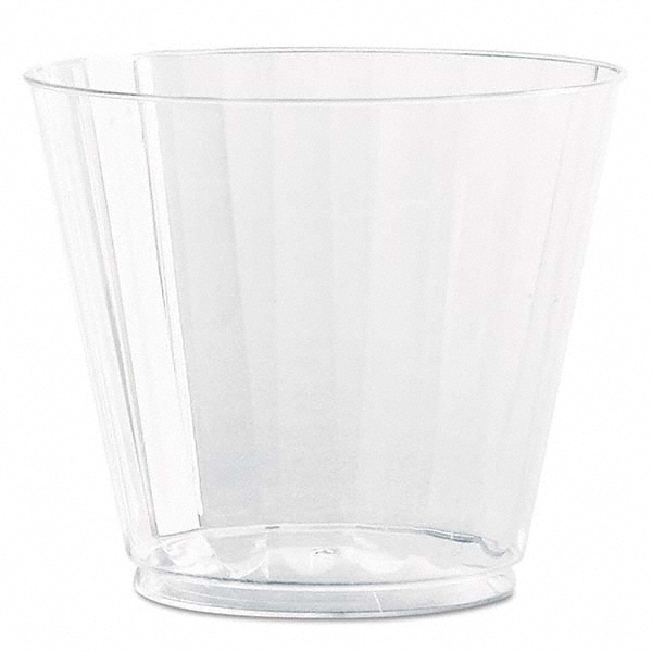 Classic Crystal Plastic Tumblers, 9 oz, Clear, Fluted, Squat, 12/Pack