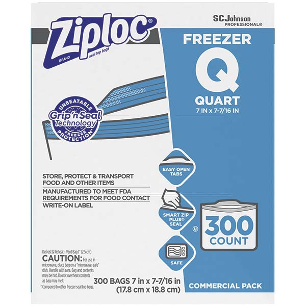 Ziploc Reclosable Food & Sandwich Bags Volume Capacity 1 Qt. Width