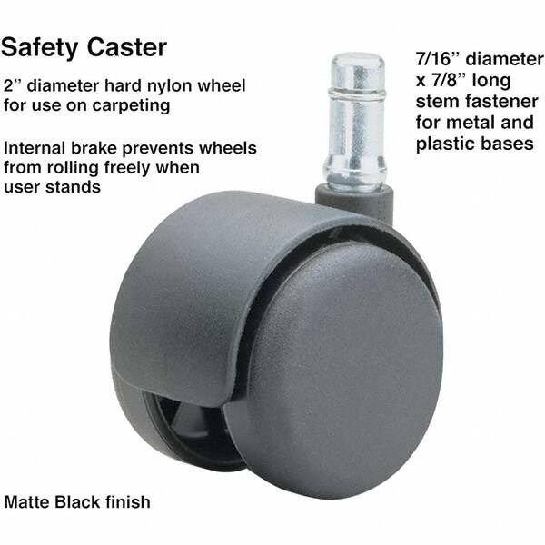 Cushions, Casters & Chair Accessories; Type: Caster Set ; For Use With: Office and Home Furniture ; Color: Matte Black ; Number of Pieces: 1 ; Height (Inch): 3.2000