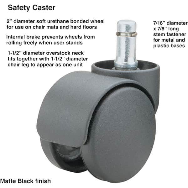 Cushions, Casters & Chair Accessories; Type: Caster Set ; For Use With: Office and Home Furniture; Office and Home Furniture ; Color: Matte Black; Matte Black ; Mount Type: Stem ; Number of Pieces: 1; 1 ; Caster Diameter: 2in