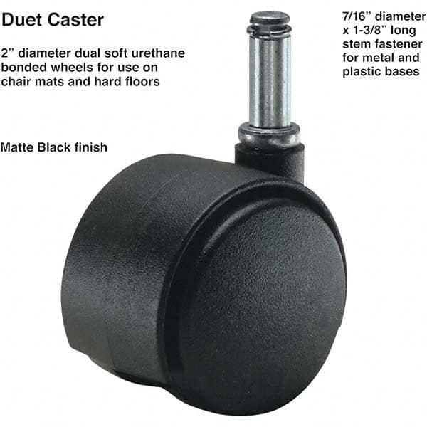 Cushions, Casters & Chair Accessories; Type: Caster Set ; For Use With: Office and Home Furniture ; Color: Matte Black ; Number of Pieces: 1 ; Height (Inch): 3.1000