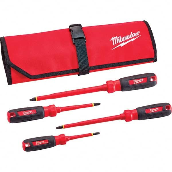 Screwdriver Set: 4 Pc, Insulated Slotted & Phillips