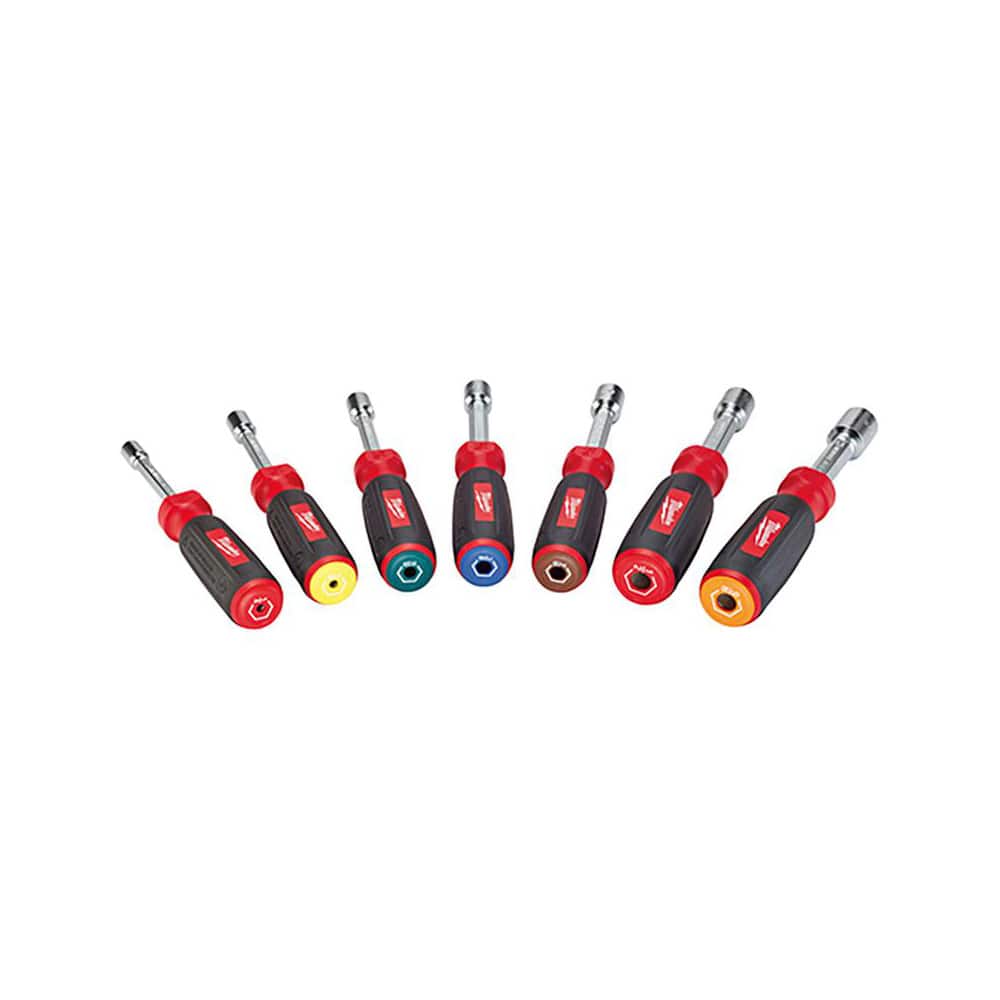 Milwaukee Tool 48-22-2507 Nut Driver Set: 7 Pc, 1/4 to 9/16", Hollow Shaft, Color-Coded Handle 