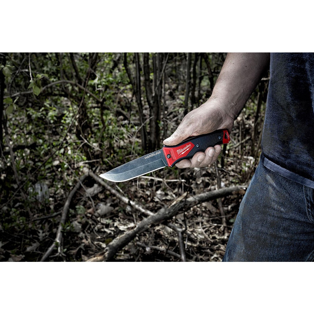 Milwaukee Tool - Fixed Blade Knives; Blade Type: Smooth; Blade Material:  AUS-8 Stainless Steel; Features: Multi-Position Sheath; Lanyard Hole;  Ultimate Durability; Overmolded Handle for Secure Grip; Full Tang Design;  Multi-Position Sheath for