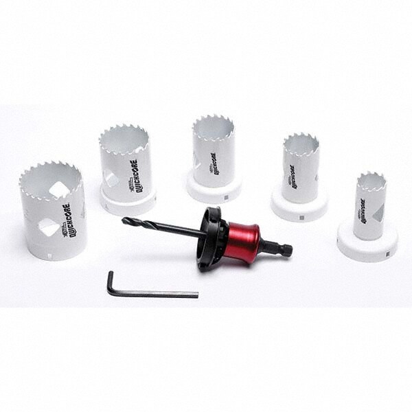 General Purpose Hole Saw Kit: 7 Pc, 1 to 2-1/2" Dia