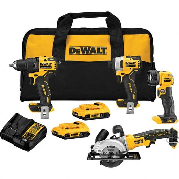 DeWALT - Cordless Tool Combination Kits Voltage: 20 Tools: 1/2"  Drill/Driver; 1/4" Impact Driver; Circular Saw; Work Light - 14997332 - MSC  Industrial Supply
