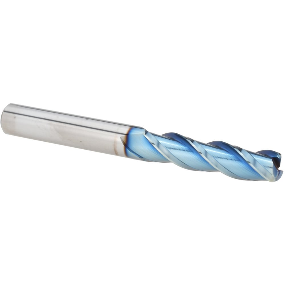 Corner Radius End Mill: 1/2" Dia, 2" LOC, 0.0900" Radius, 3 Flute, Solid Carbide