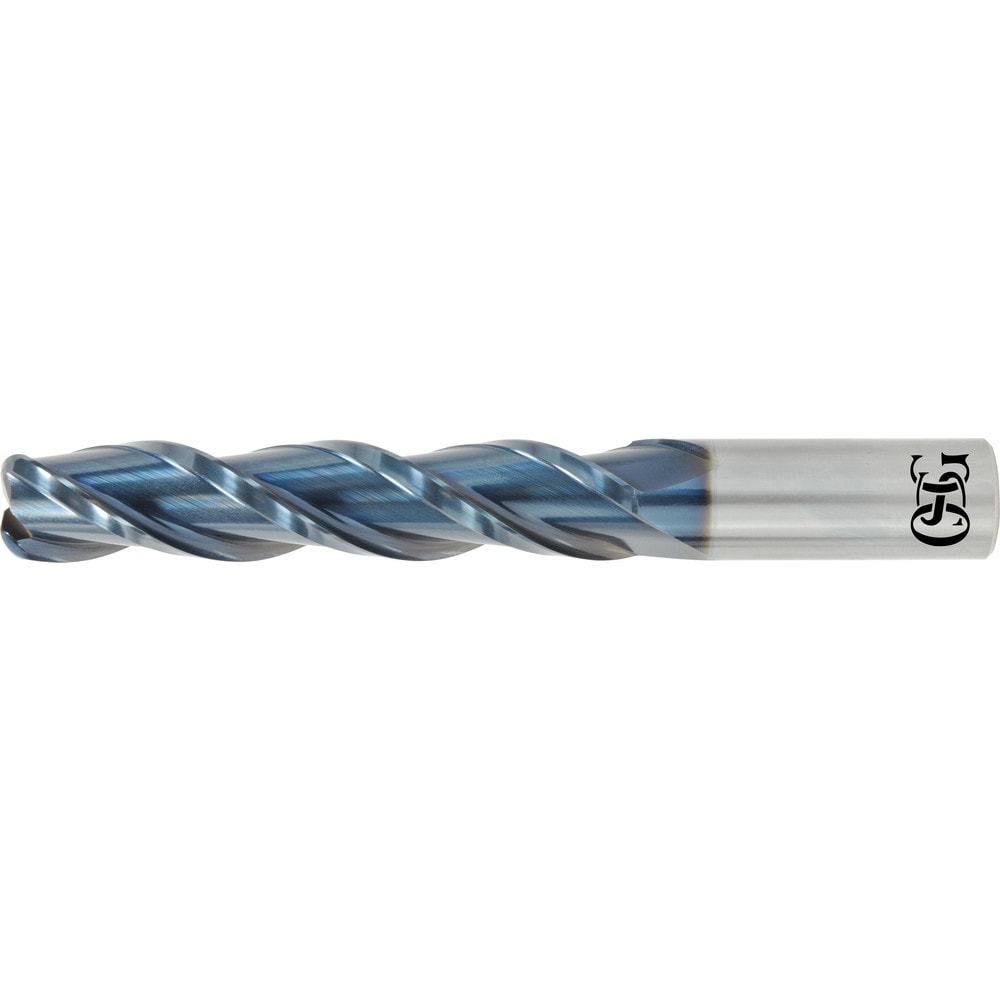 Square End Mill:  0.7500" Dia, 1.1250" LOC, 0.7500" Shank Dia, 4.0000" OAL, 3 Flutes, Solid Carbide