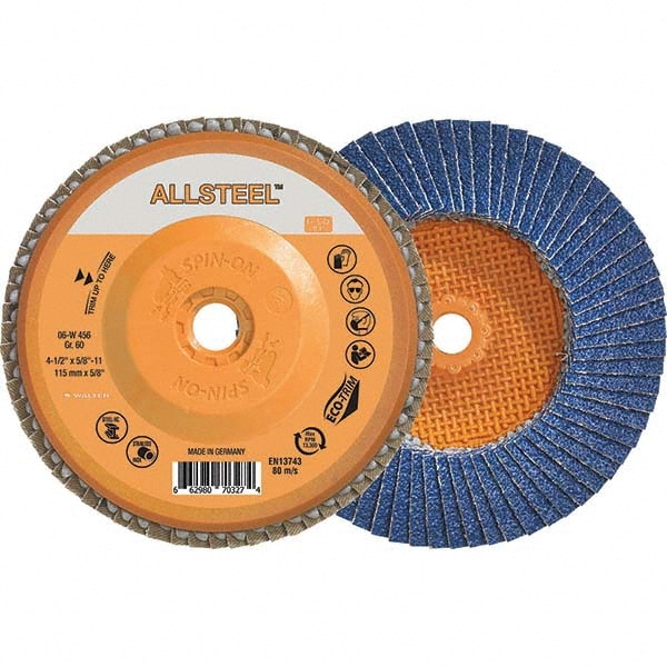 Flap Disc: 5/8-11 Hole, 60 Grit, Zirconia Alumina, Type 27