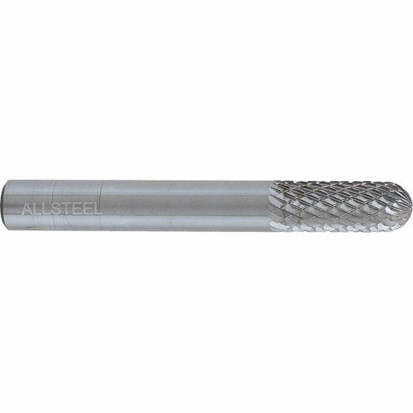 Abrasive Burr: SC-5, 1/2" Cut Dia, Ball Nose Cylinder, Aluma Cut - 1/4" Shank Dia, 1" LOC