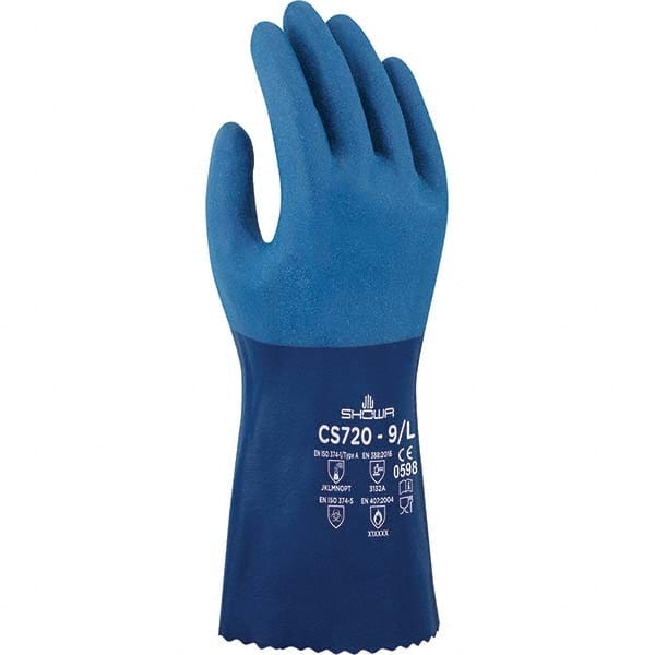 Chemical Resistant Gloves: Large, 8 mil Thick, Nitrile, Unsupported