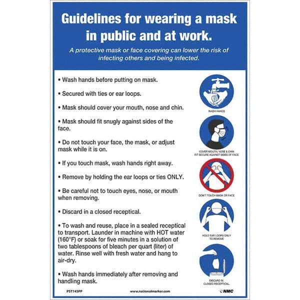 Warning & Safety Reminder Sign: Rectangle, "GUIDELINES FOR WEARING A MASK"