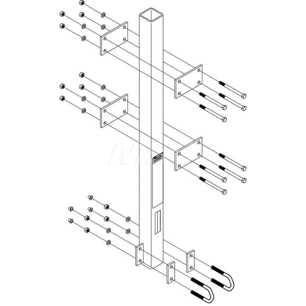 Ladder Safety Systems; System Type: Bottom Mounting Bracket ; Maximum Number Of Users: 4 ; Overall Length: 41in ; Pass-Through Type: Manual ; Hardware Material: Steel ; Standards: OSHA