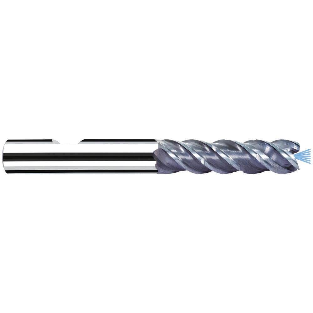 Corner Radius End Mill: 1/4" Dia, 3/4" LOC, 45 deg Helix, TiAlCrN Coated, Corner Radius End, Centercutting Series MB-NVDS