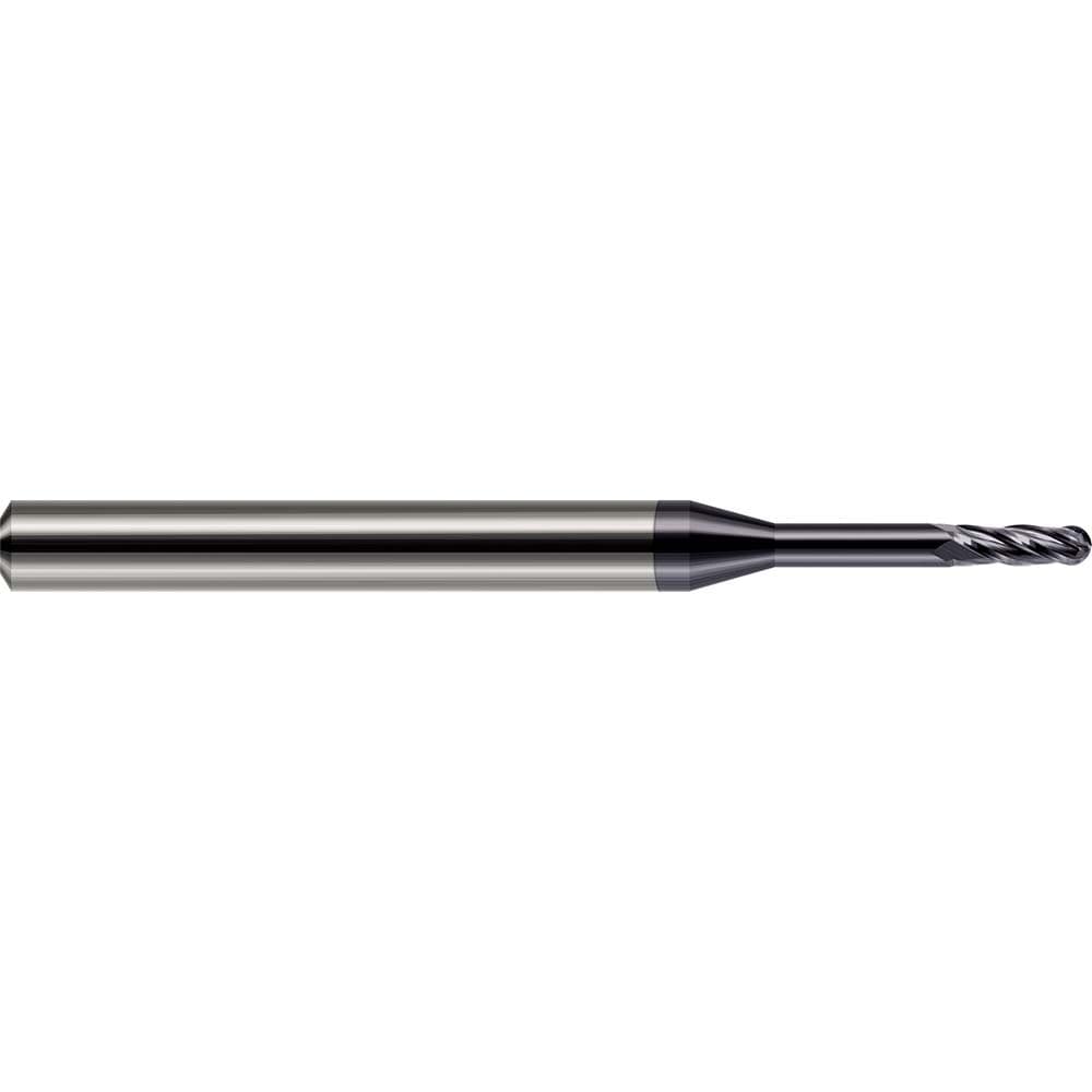 Ball End Mill: 1.90 mm Dia, 0.2250" LOC, 4 Flute, Solid Carbide